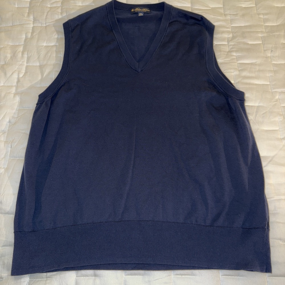 Men's‎ Brooks Brothers Supima Cotton Knit Sweater Vest Navy Blue Size XXL 2XL